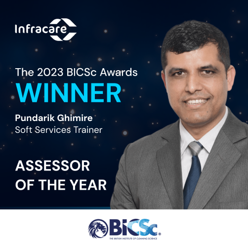 Infracare’s Soft Services Trainer wins Assessor of the Year at the BICSc Awards 2023